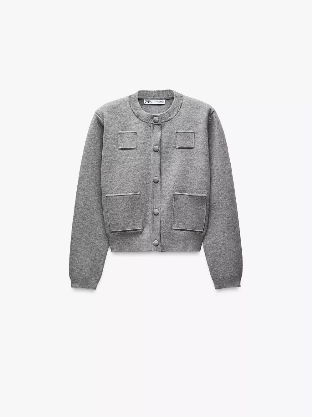 BNWOT Zara Light Grey Cropped Button Cardigan